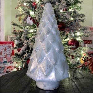 Small 12 1/2” White Glam Mercury Glass Light Up Christmas Tree Home Decor